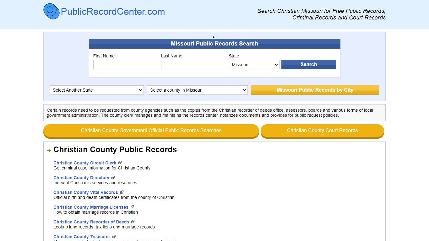 Christian County Missouri Free Public Records - Court Records ...